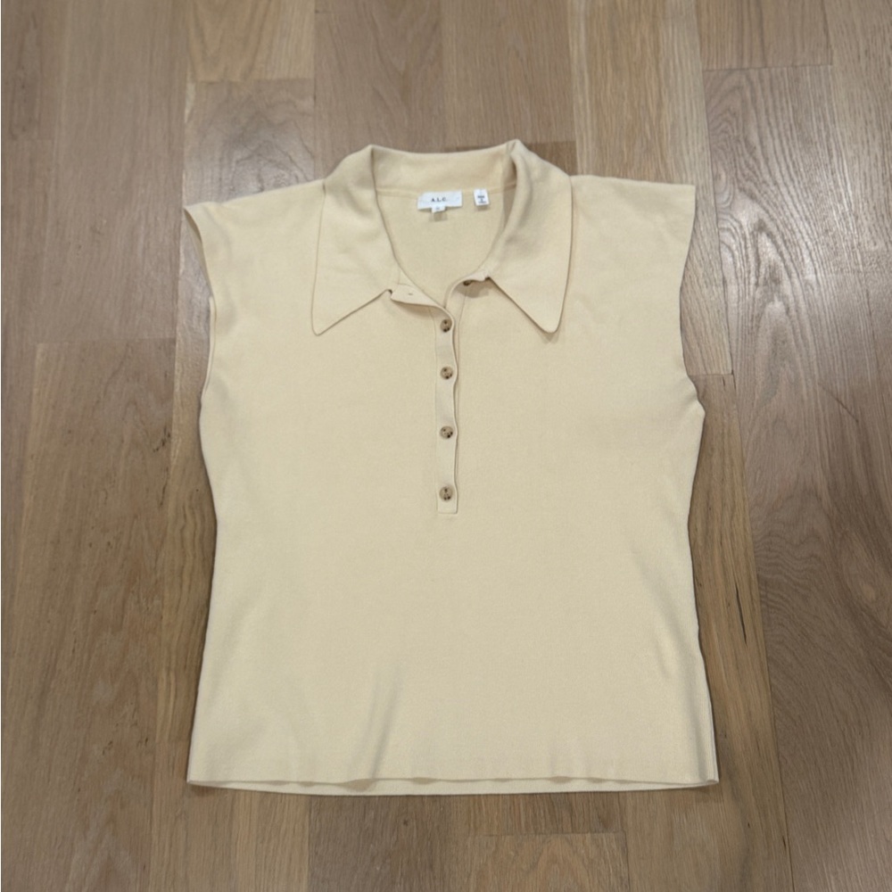 A.L.C. Butter Yellow Sleeveless Button Down Top